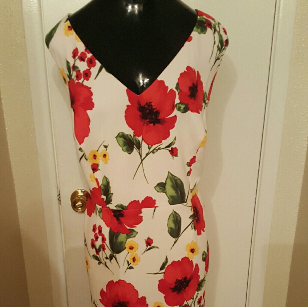 J M Studio floral women's sleeveless dress 16W